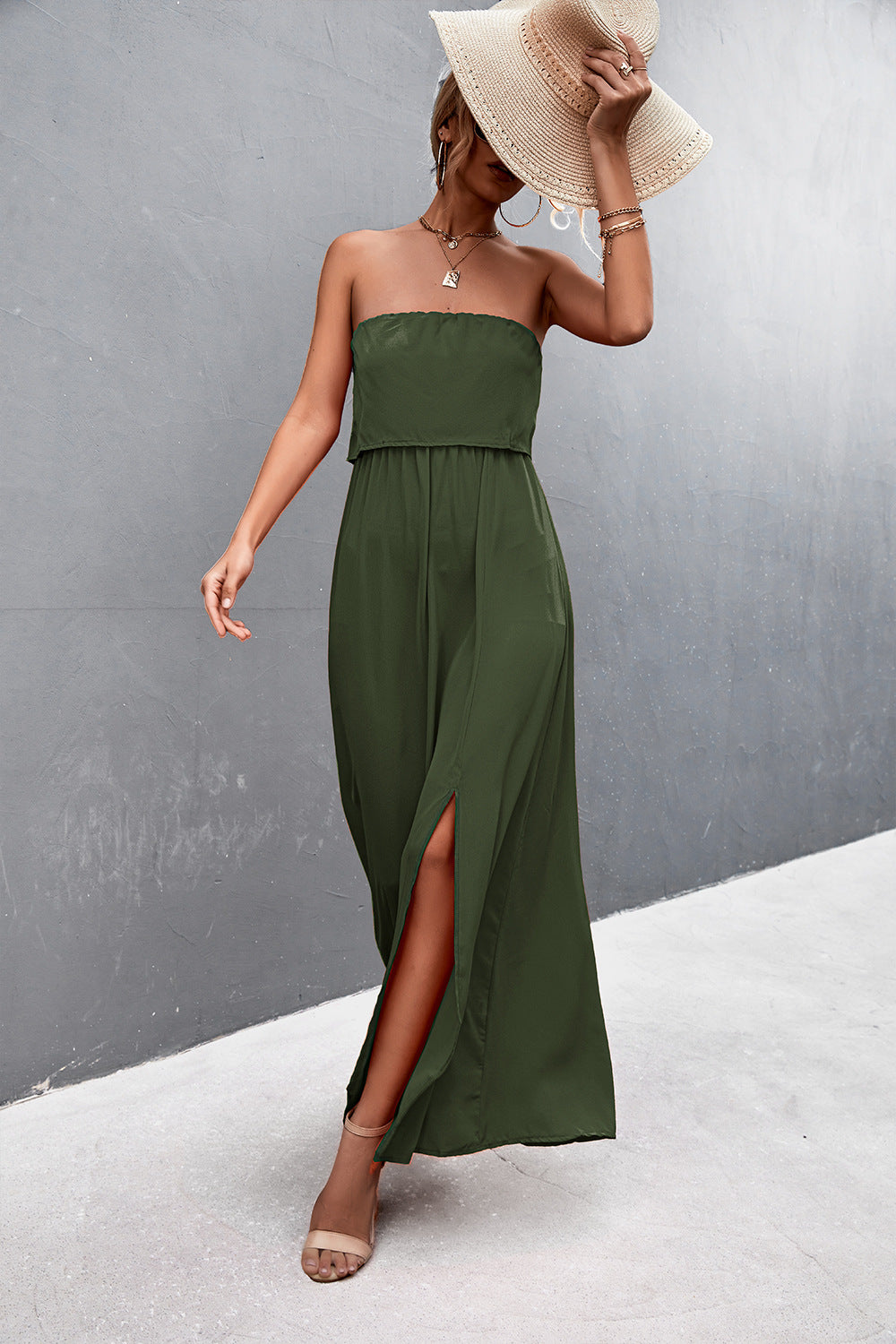 Movement shot strapless maxi dress – Voguelle