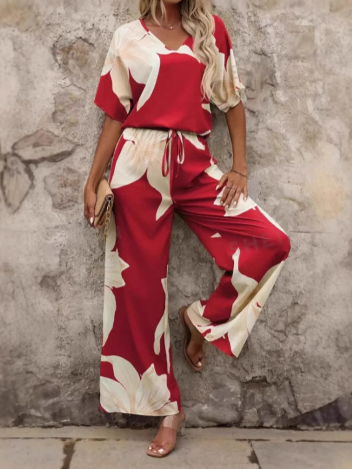Printed Floral Pants with wide-leg relaxed fit – Voguelle
