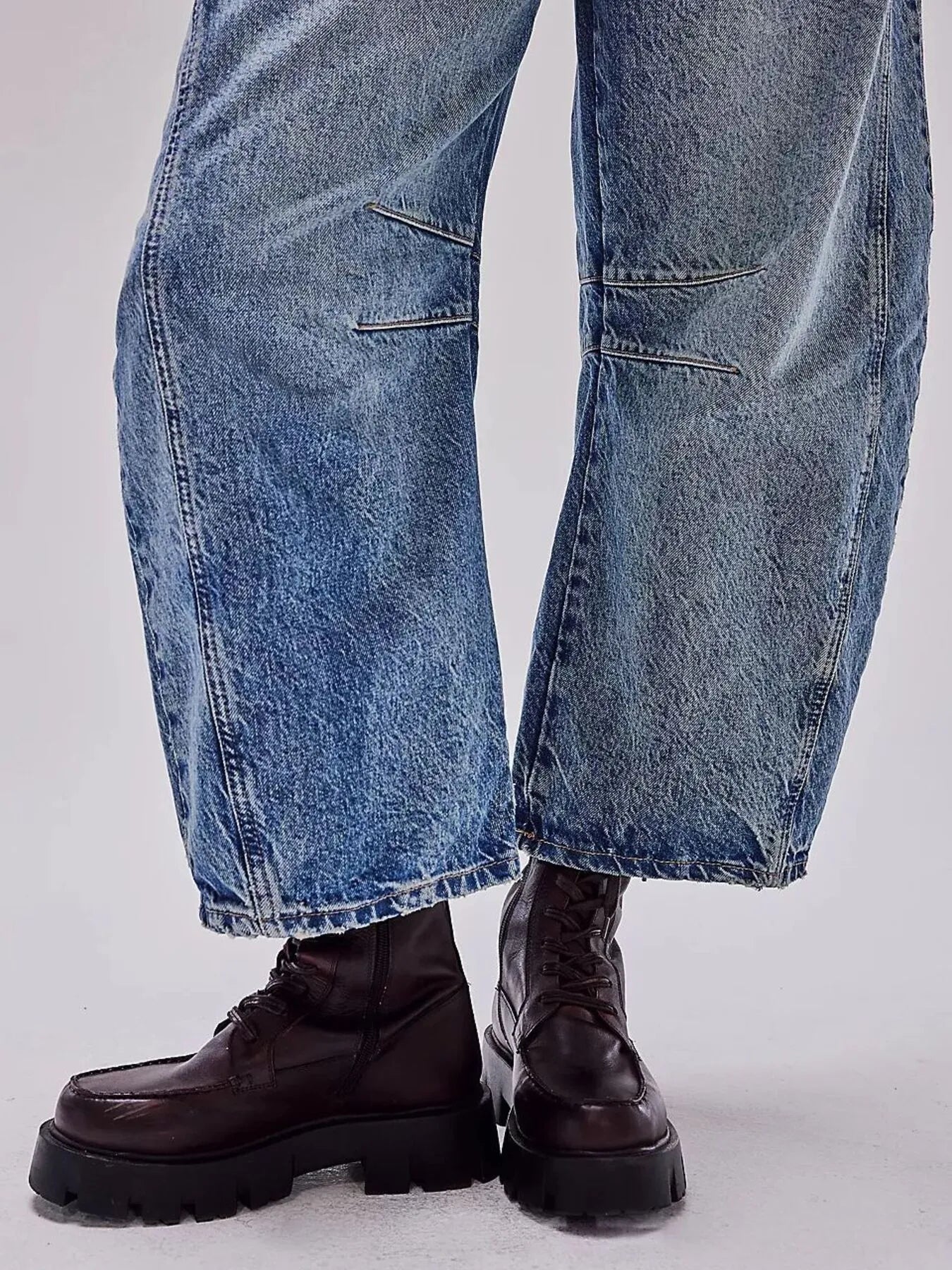Mid blue vintage wash wide leg jeans – Voguelle
