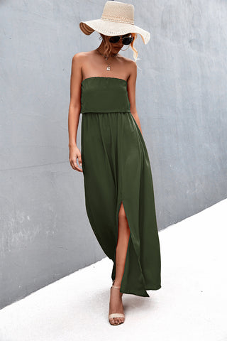 Strapless maxi dress with heels – Voguelle