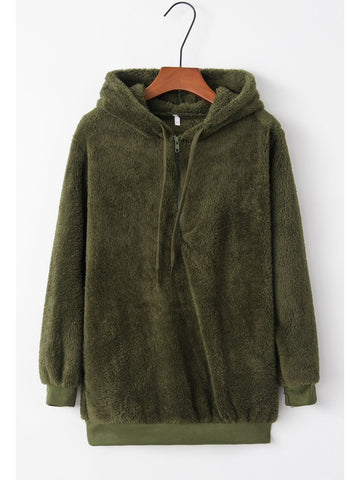 Close-up fabric texture of teddy hoodie in brown – Voguelle