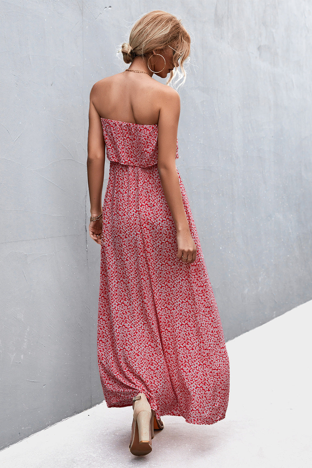 Back detail strapless maxi dress – Voguelle