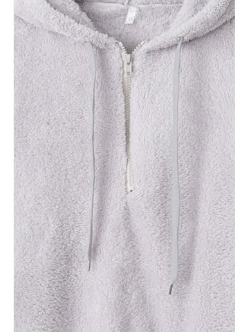 Streetwear teddy hoodie quarter-zip oversized fit – Voguelle