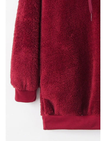 Casual fleece teddy hoodie with oversized silhouette – Voguelle
