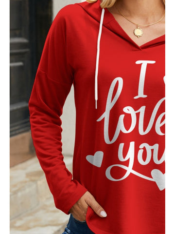Side angle Red Long Sleeve Hoodie – Voguelle