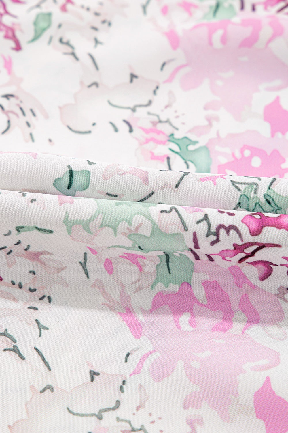 White floral blouse with pink and green accents – Voguelle